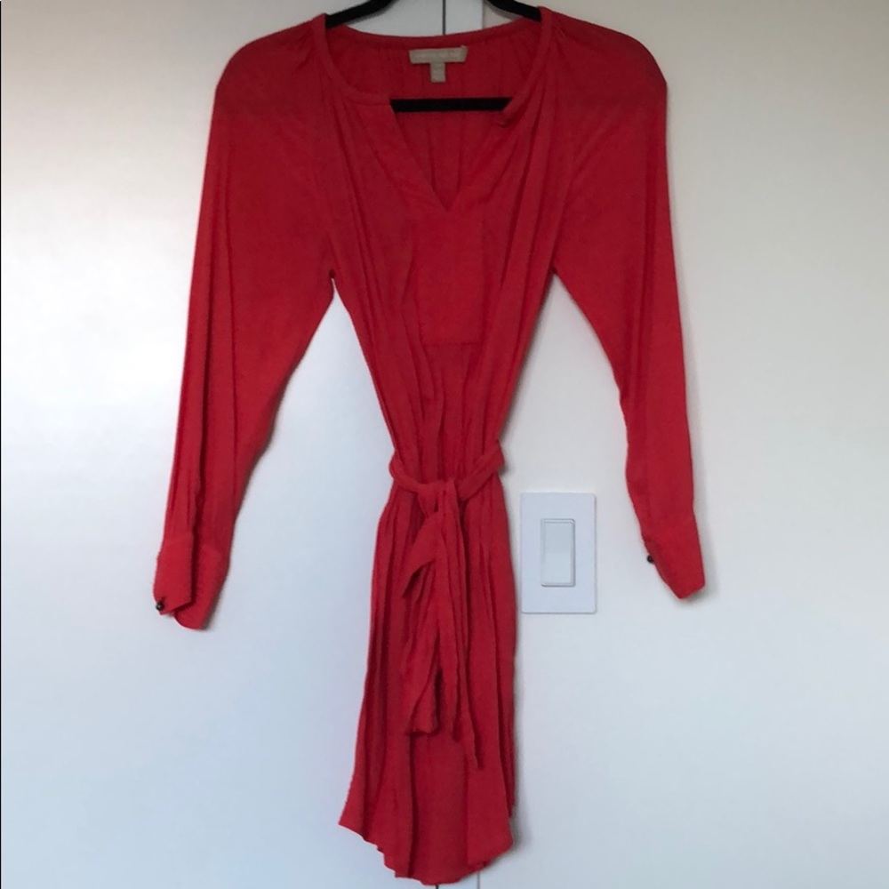 Banana Republic coral dress with adjustable tie